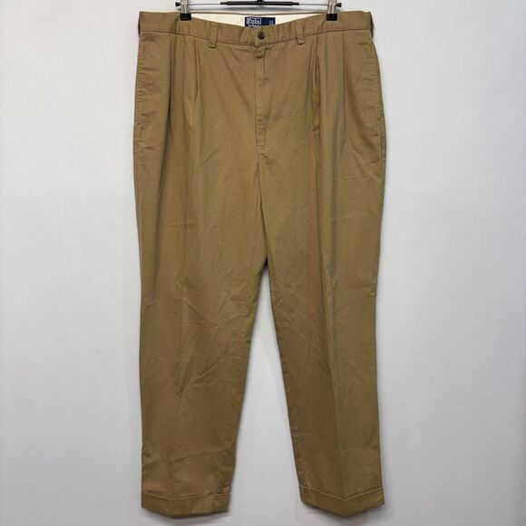 Vintage Polo Ralph Lauren Men Chino Hammond Pants Size 40x32 Pleated D043 -18 - Picture 1 of 16